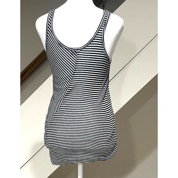 Theory Black and White Striped Asymmetrical Tank Top 100% Tencel Size P - Picture 2 of 7